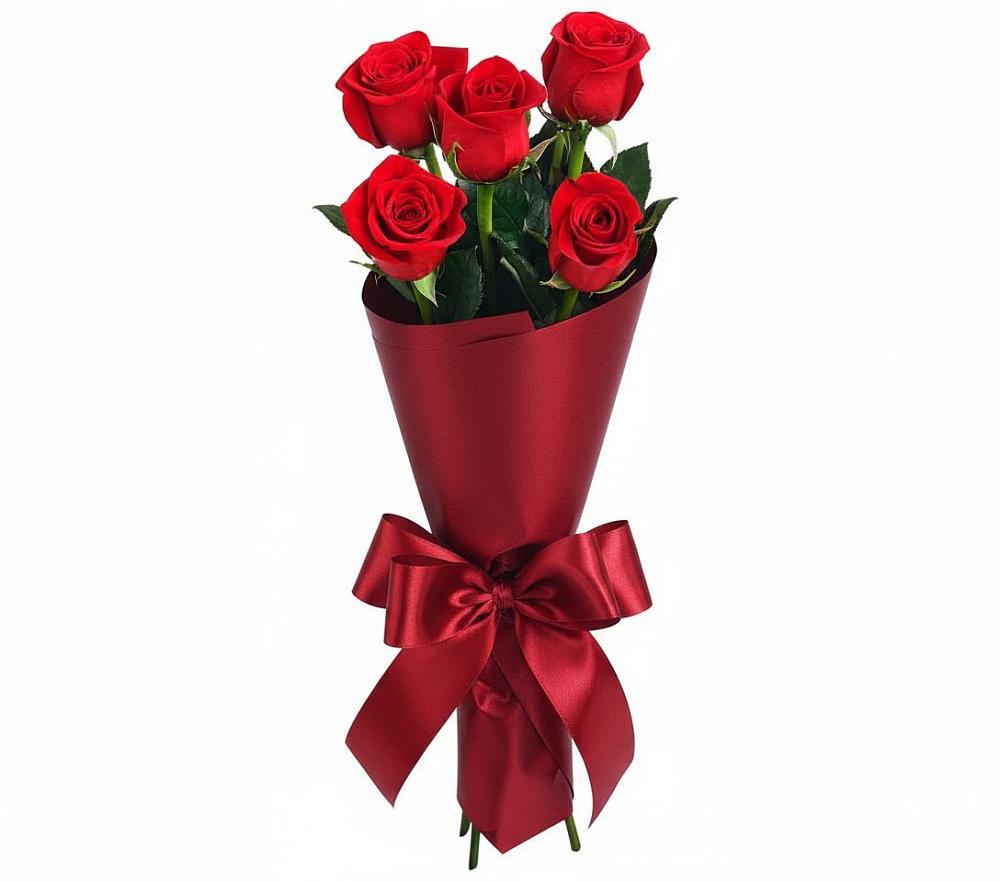 Букет 5 Красных роз Эдлесс Лав в Жостово