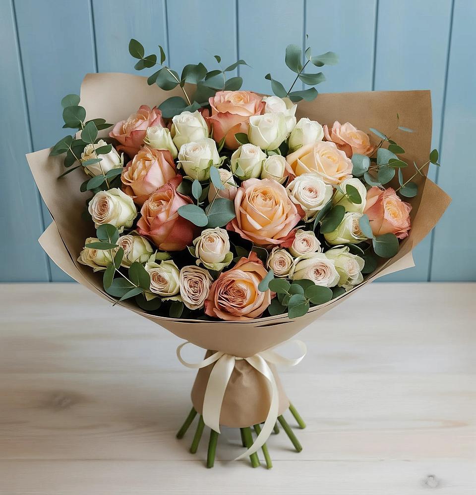 Букет цветов из: Альстромерии и Розы в Жостово