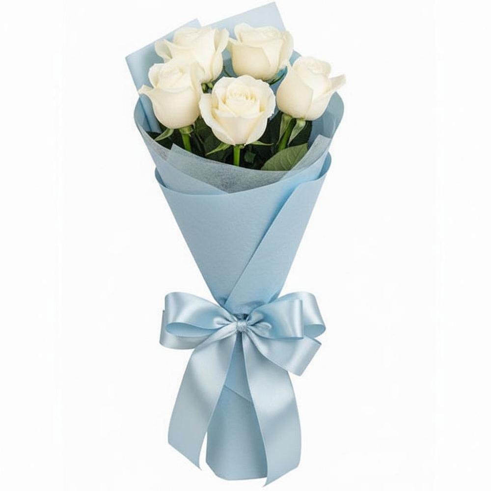 Букет 5 Белых роз Проуд в Жостово