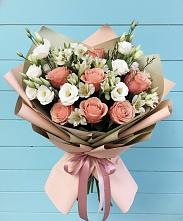 Букет цветов из:  Розы, Альстромерии и Лизиантусы в Жостово
