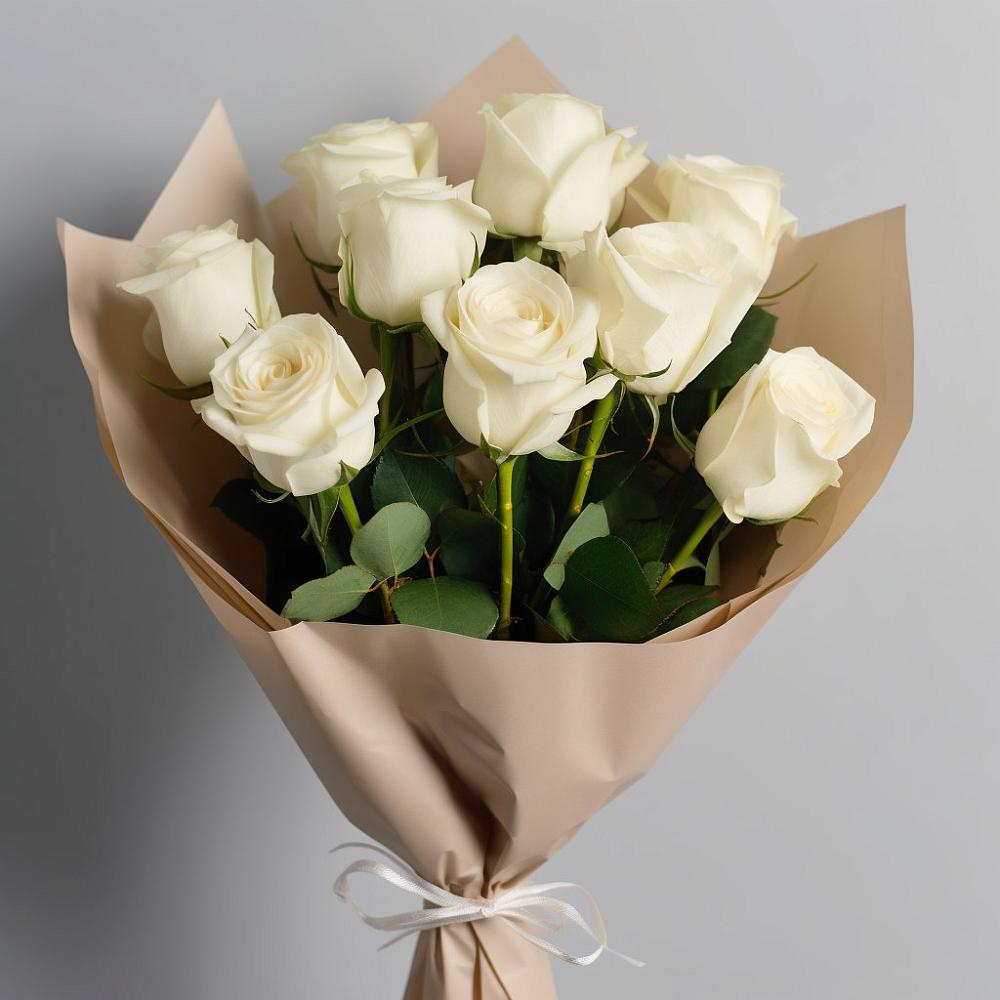 Букет 9 Белых роз Эдлесс Лав в Жостово