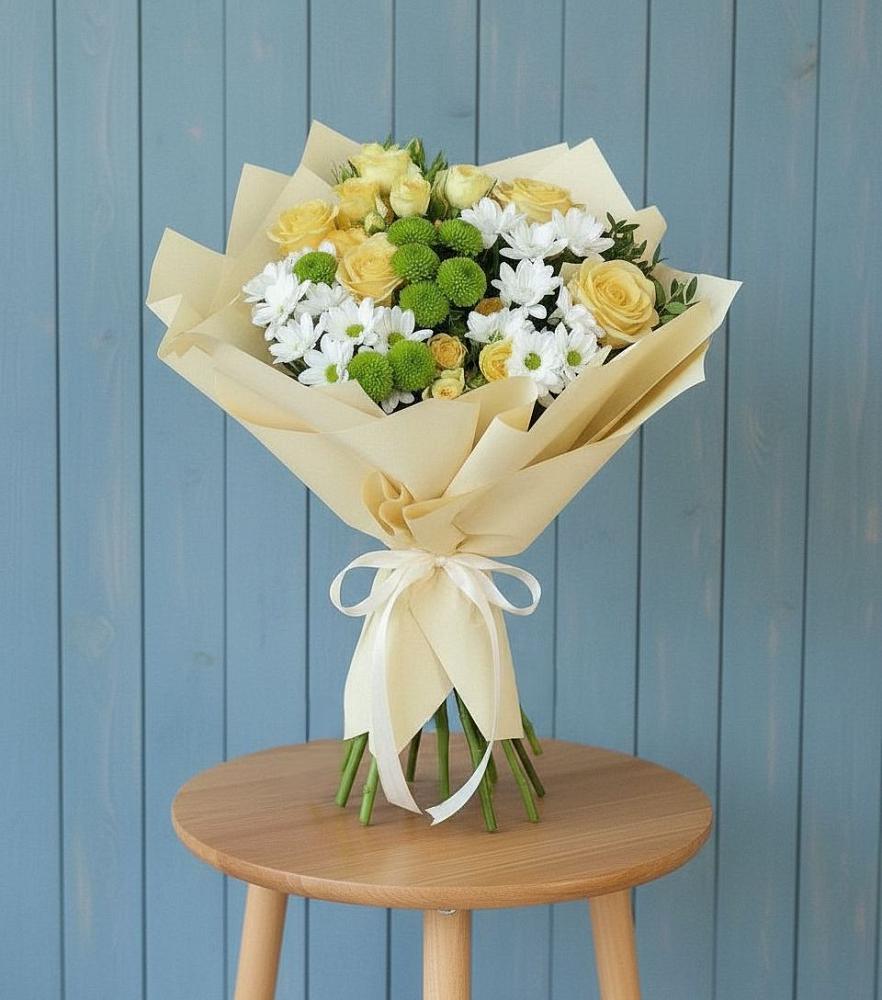 Букет цветов из: Хризантемы и Розы в Жостово