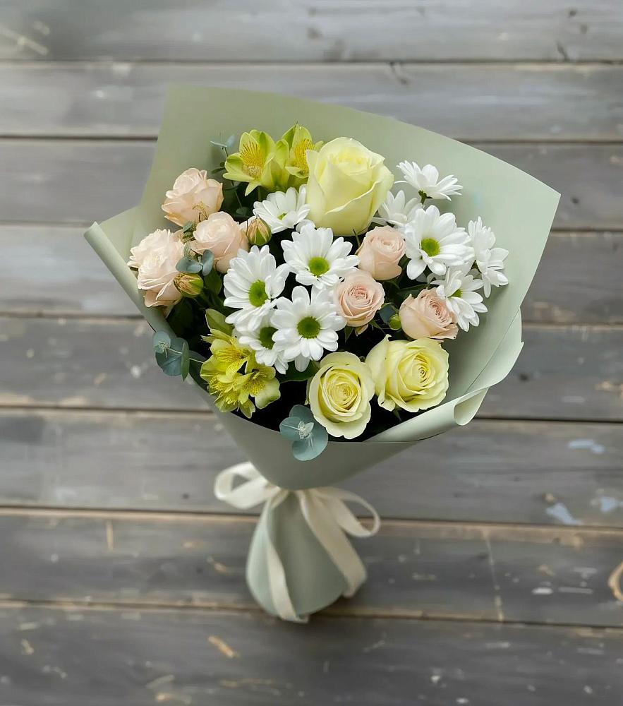 Букет цветов из: Альстромерии, Розы и Хризантемы в Жостово