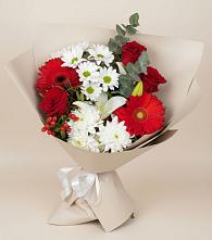 Букет цветов из:  Розы, Хризантемы, Герберы и Лилии в Жостово