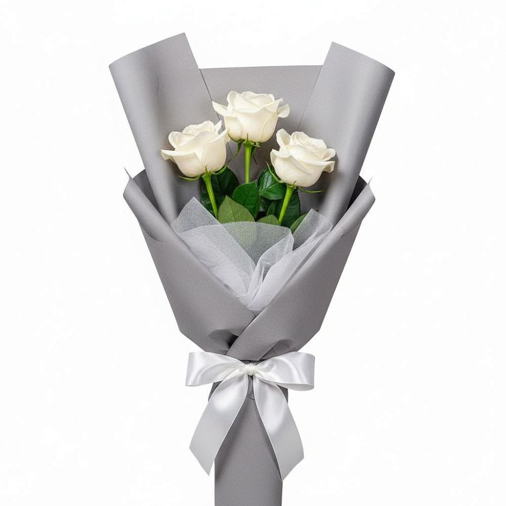 Букет 3 белые розы в Жостово