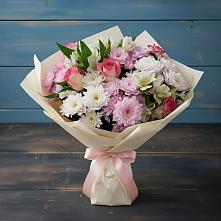 Букет цветов из:  Хризантемы, Альстромерии и Розы в Жостово