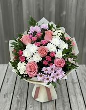 Букет цветов из:  Альстромерии, Гвоздики, Розы и Хризантемы в Жостово