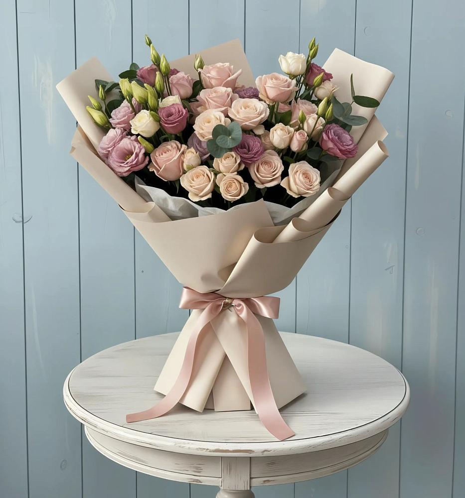 Букет цветов из: Розы и Лизиантусы в Жостово