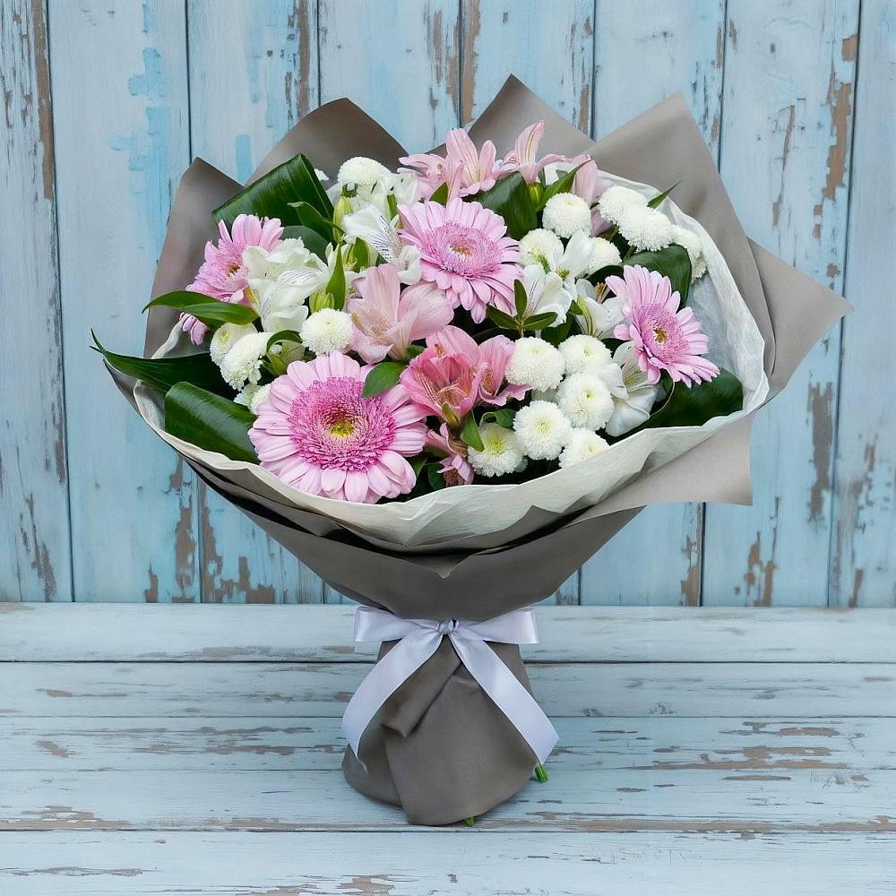 Букет цветов из: Герберы, Альстромерии и Хризантемы в Жостово