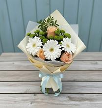 Букет цветов из:  Герберы, Розы и Хризантемы #REPLACE_PRED# Жостово