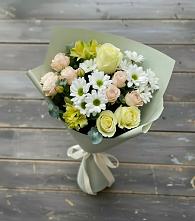 Букет цветов из:  Альстромерии, Розы и Хризантемы в Жостово